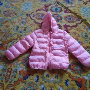 Epic Threads Pink Hooded Puffer Jacket Girls Size 6 Zipper Closure Polyester